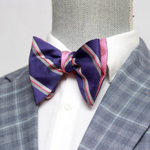Load image into Gallery viewer, Reversible Big Butterfly Pink Purple Silk Bow Tie
