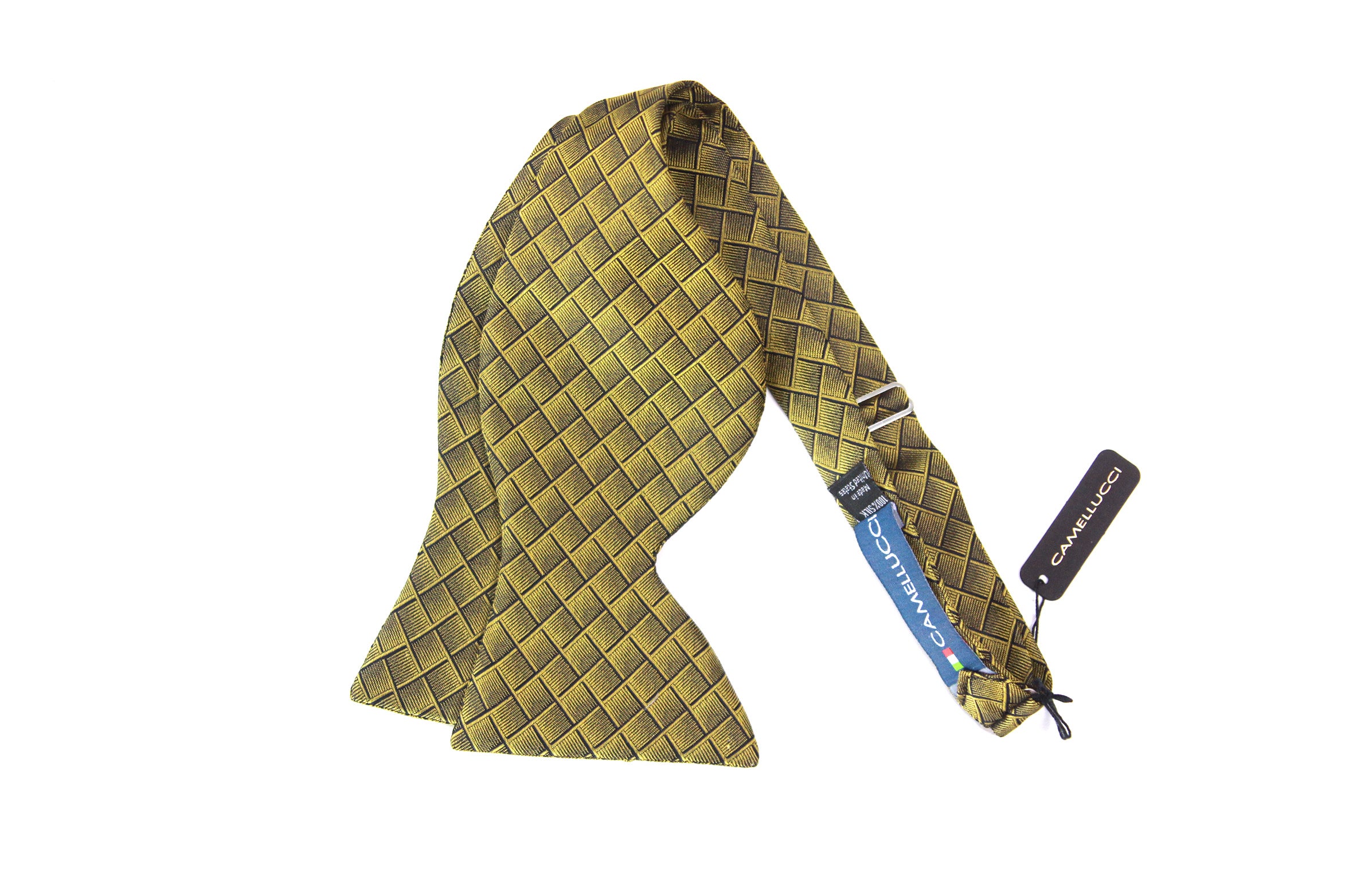 Big Butterfly Gold Bronze Ornament plaid Silk Bow Tie