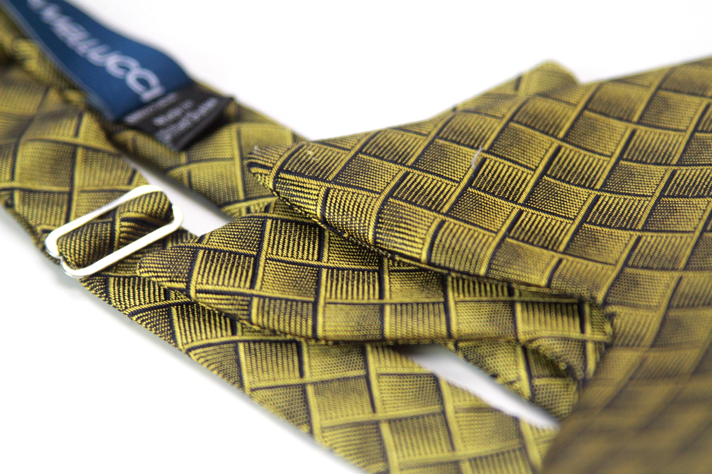 Big Butterfly Gold Bronze Ornament plaid Silk Bow Tie