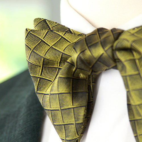 Big Butterfly Gold Bronze Ornament plaid Silk Bow Tie