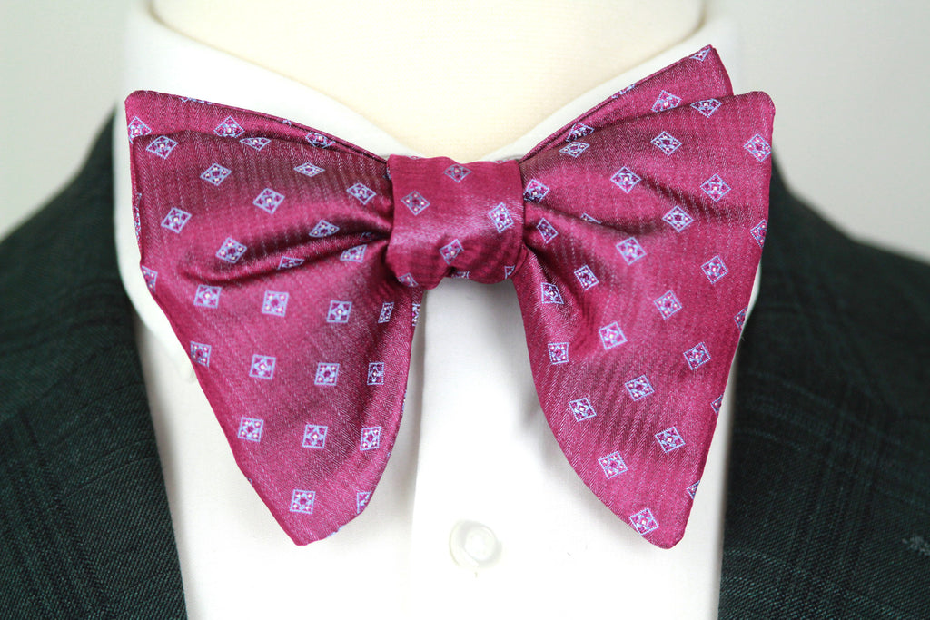 Big Butterfly Purple Ornament plaid Silk Bow Tie