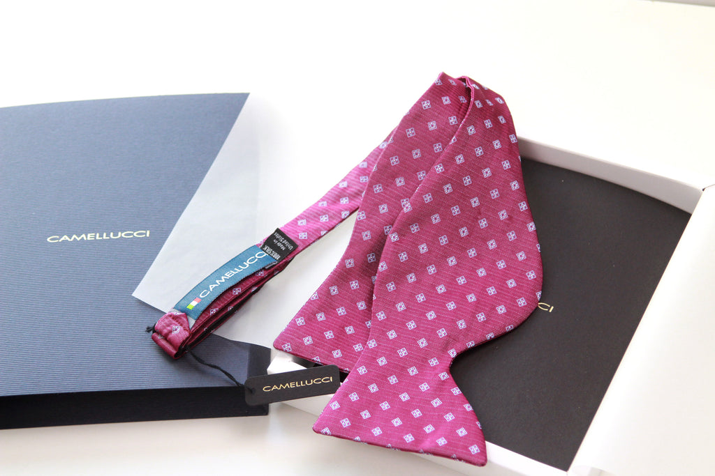 Big Butterfly Purple Ornament plaid Silk Bow Tie