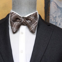 Load image into Gallery viewer, Grey Plaid Big Butterfly Bow tie
