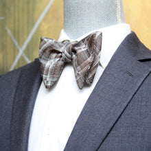 Load image into Gallery viewer, Grey Plaid Big Butterfly Bow tie
