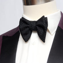 Load image into Gallery viewer, Men&#39;s Black Large Silk Bow Tie
