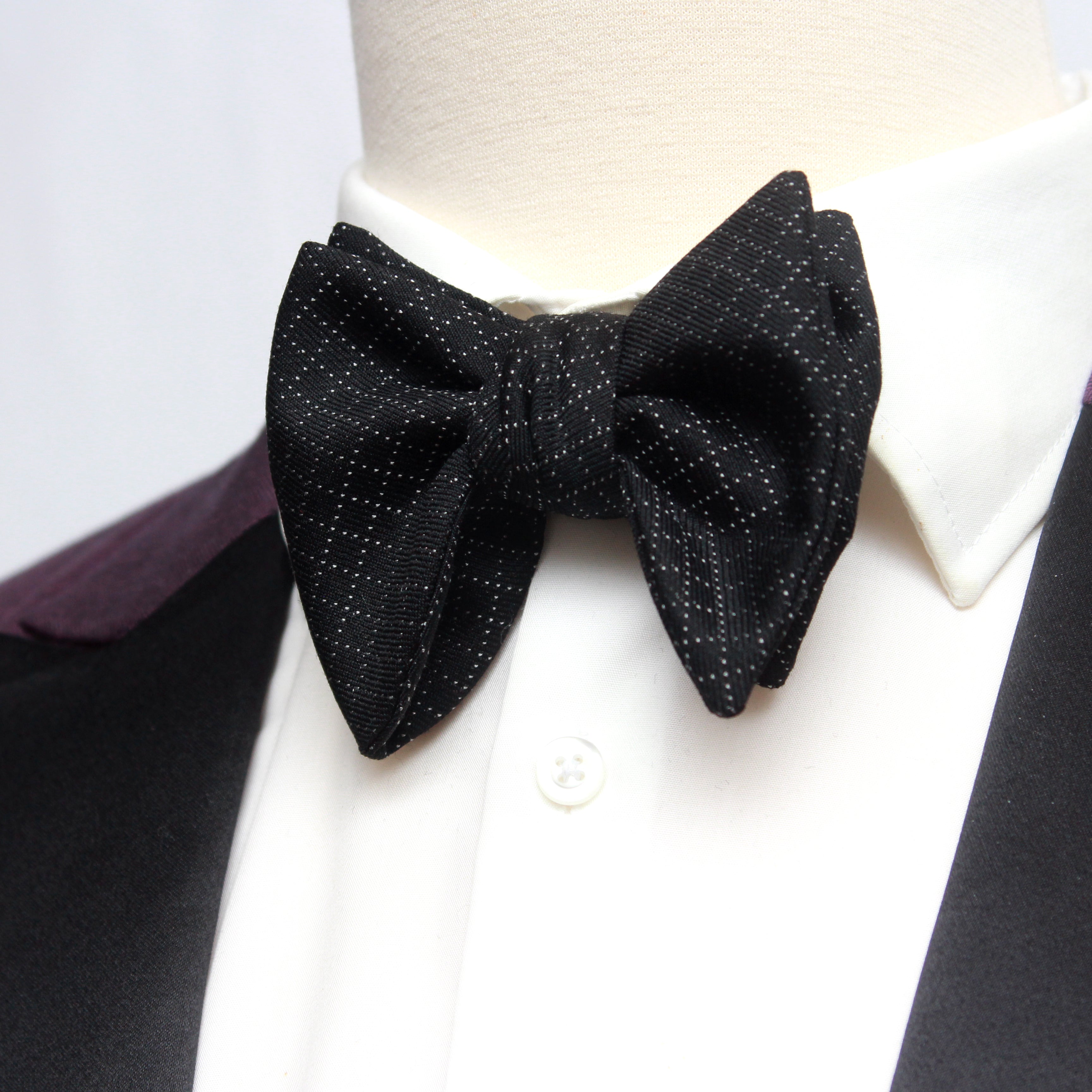 Men's Black Large Silk Bow Tie