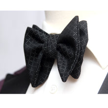 Load image into Gallery viewer, Men&#39;s Black Large Silk Bow Tie
