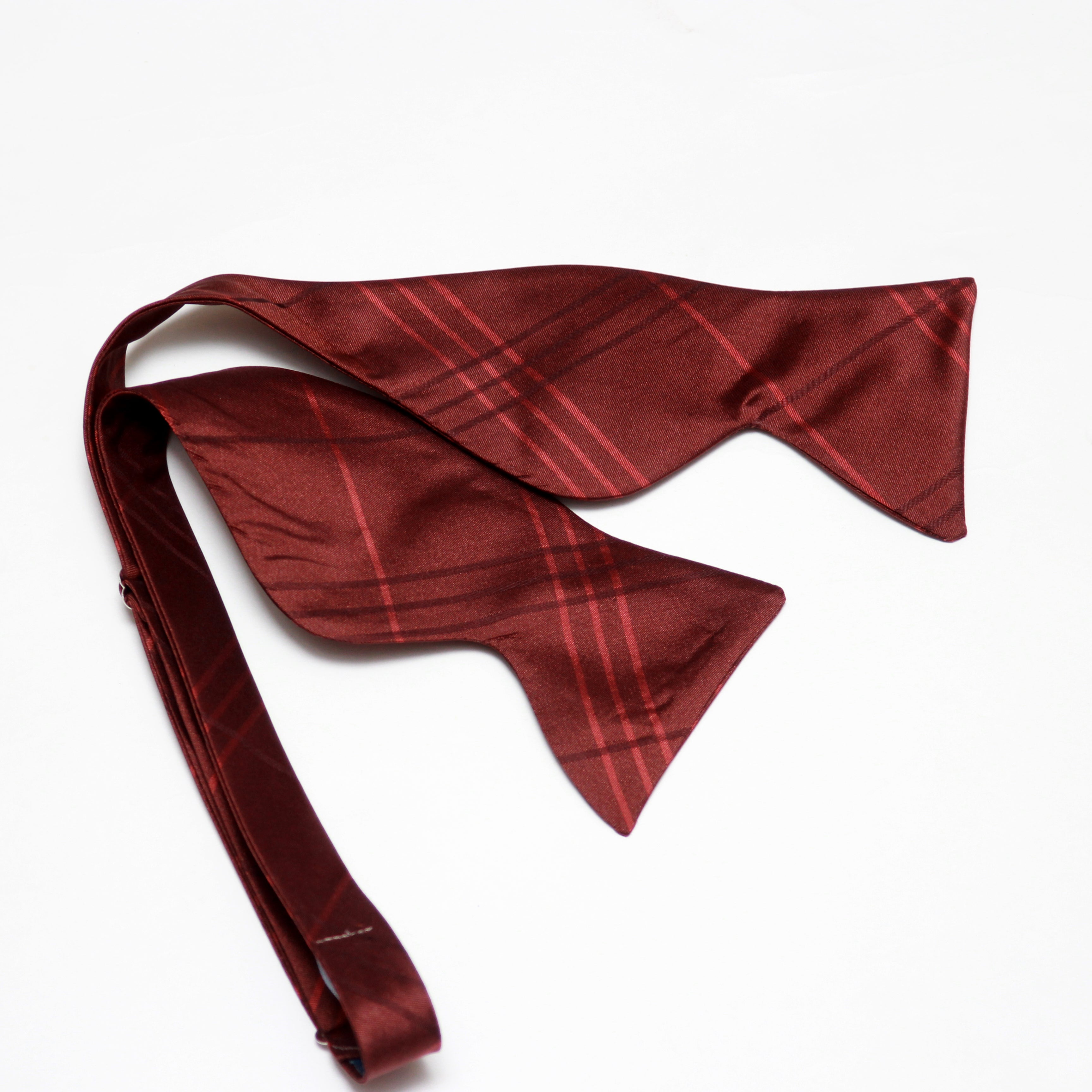 Small Butterfly Brown Plaid Silk Bow Tie S652small