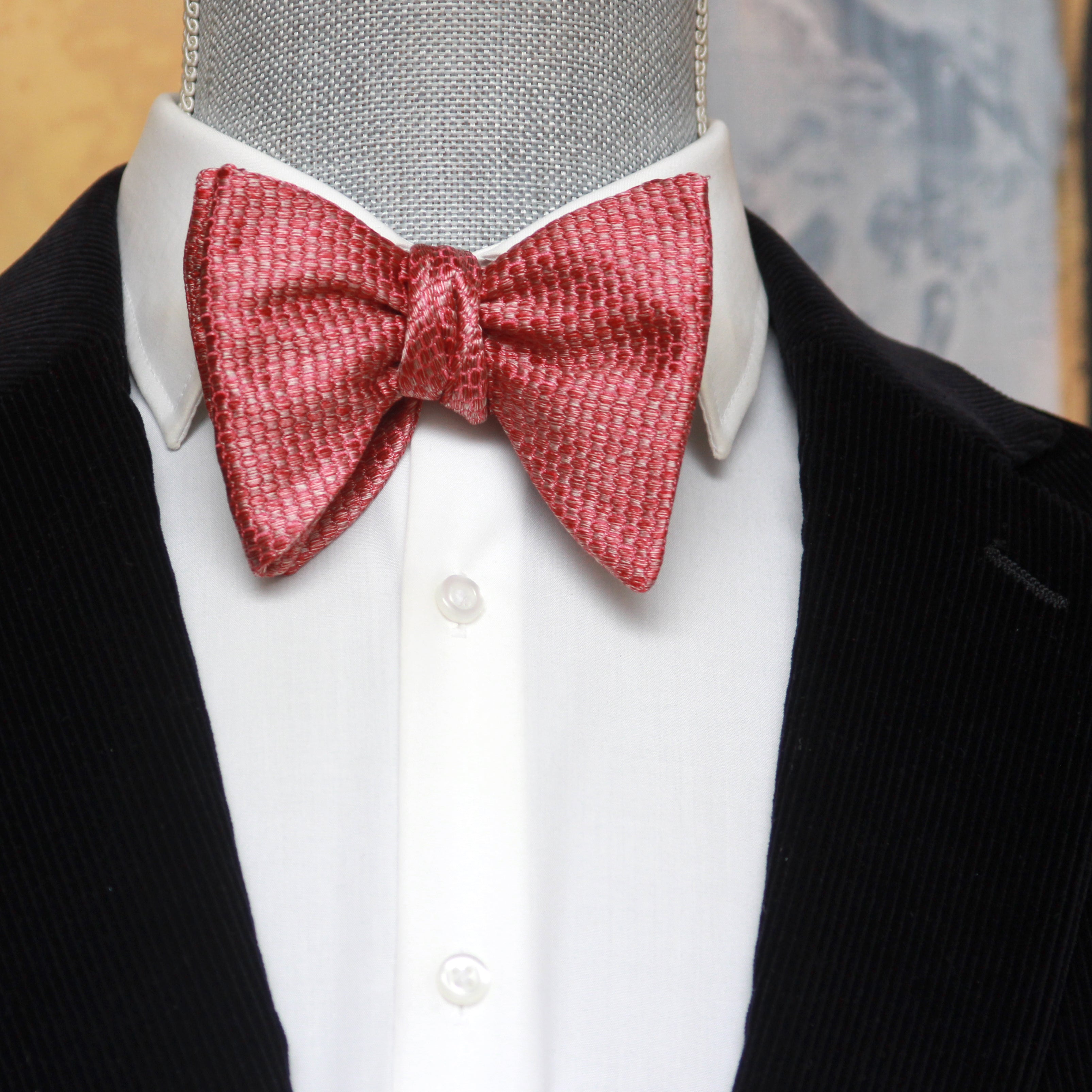 Big Butterfly in Dusty Red Silk Self tied Bow Tie
