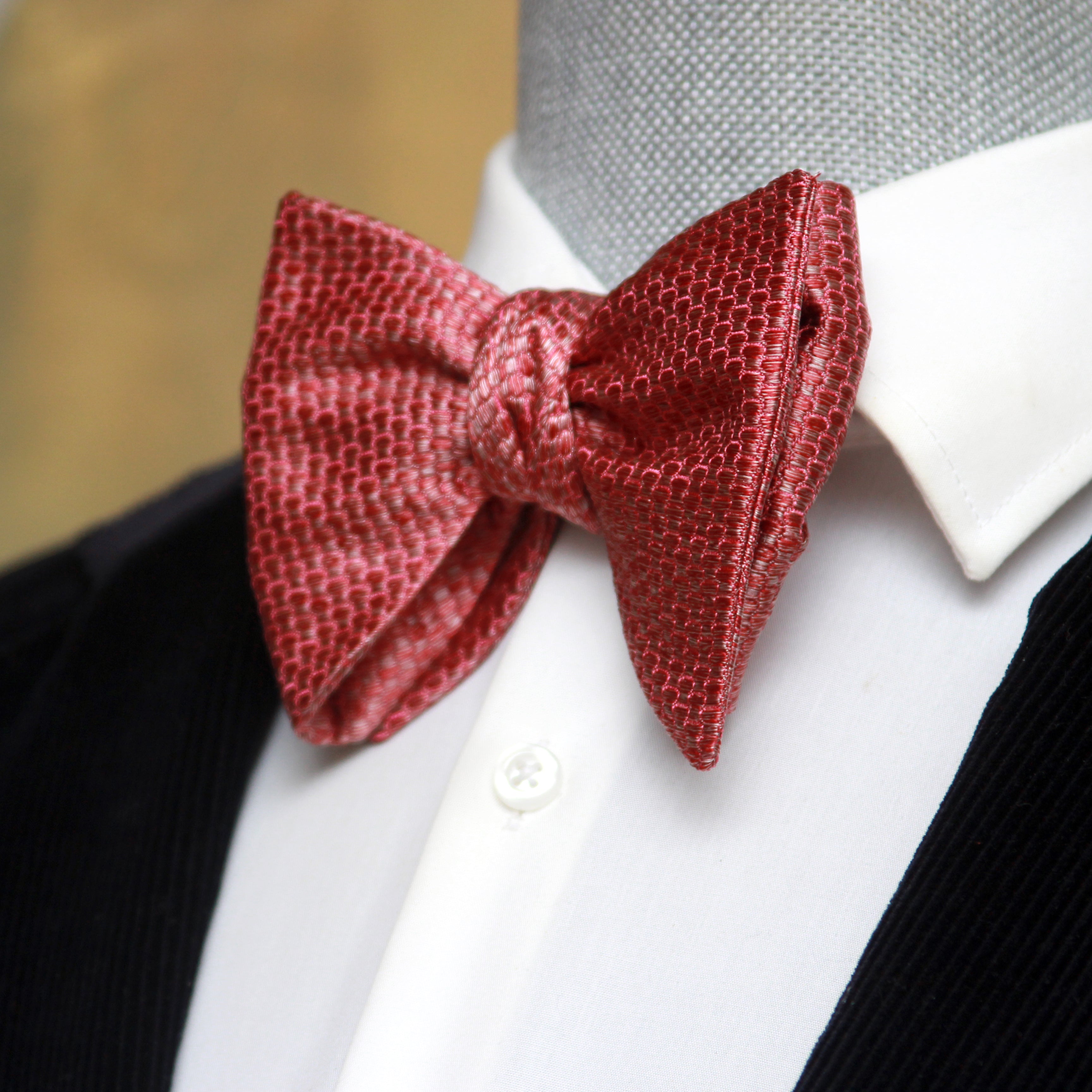 Big Butterfly in Dusty Red Silk Self tied Bow Tie