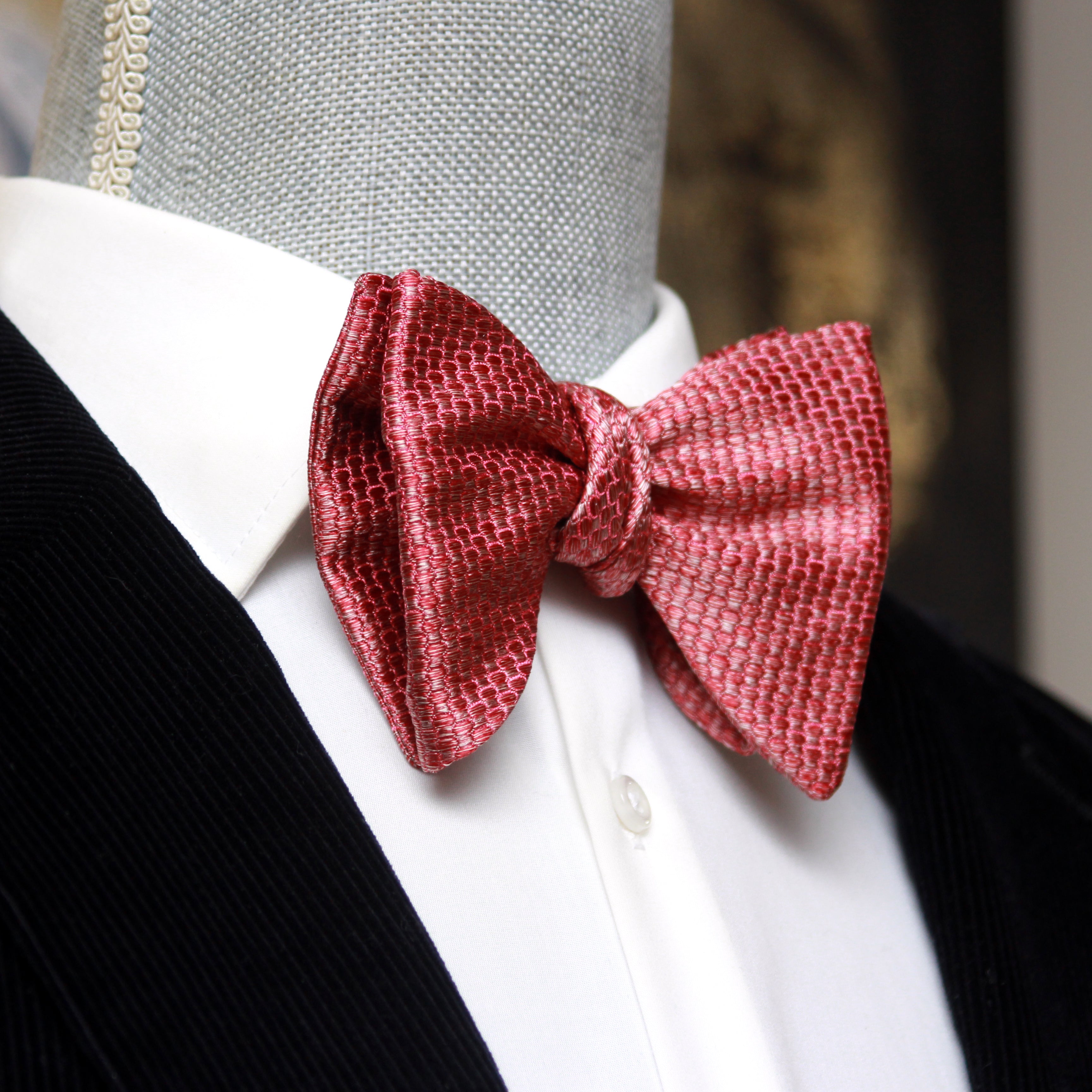 Big Butterfly in Dusty Red Silk Self tied Bow Tie