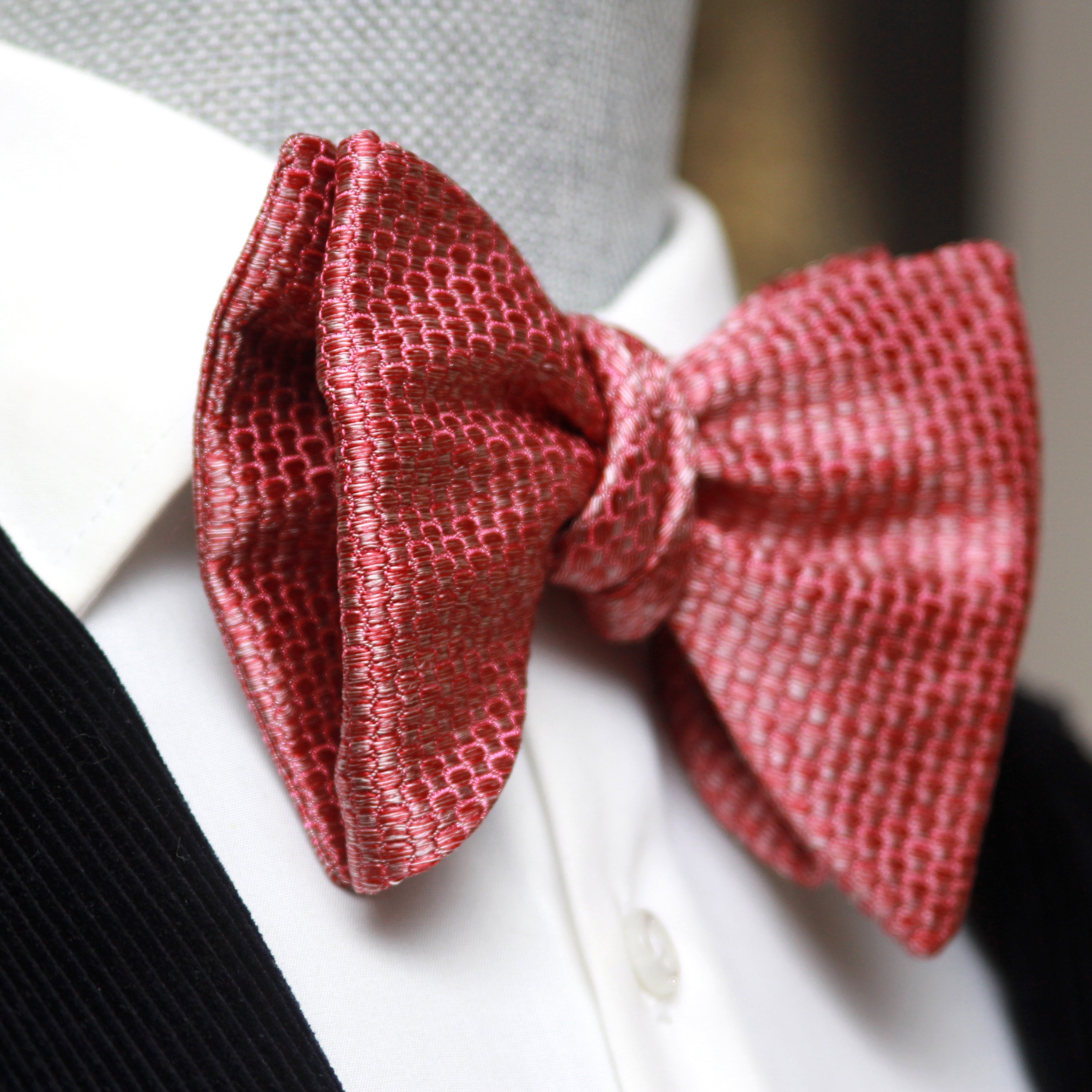 Big Butterfly in Dusty Red Silk Self tied Bow Tie
