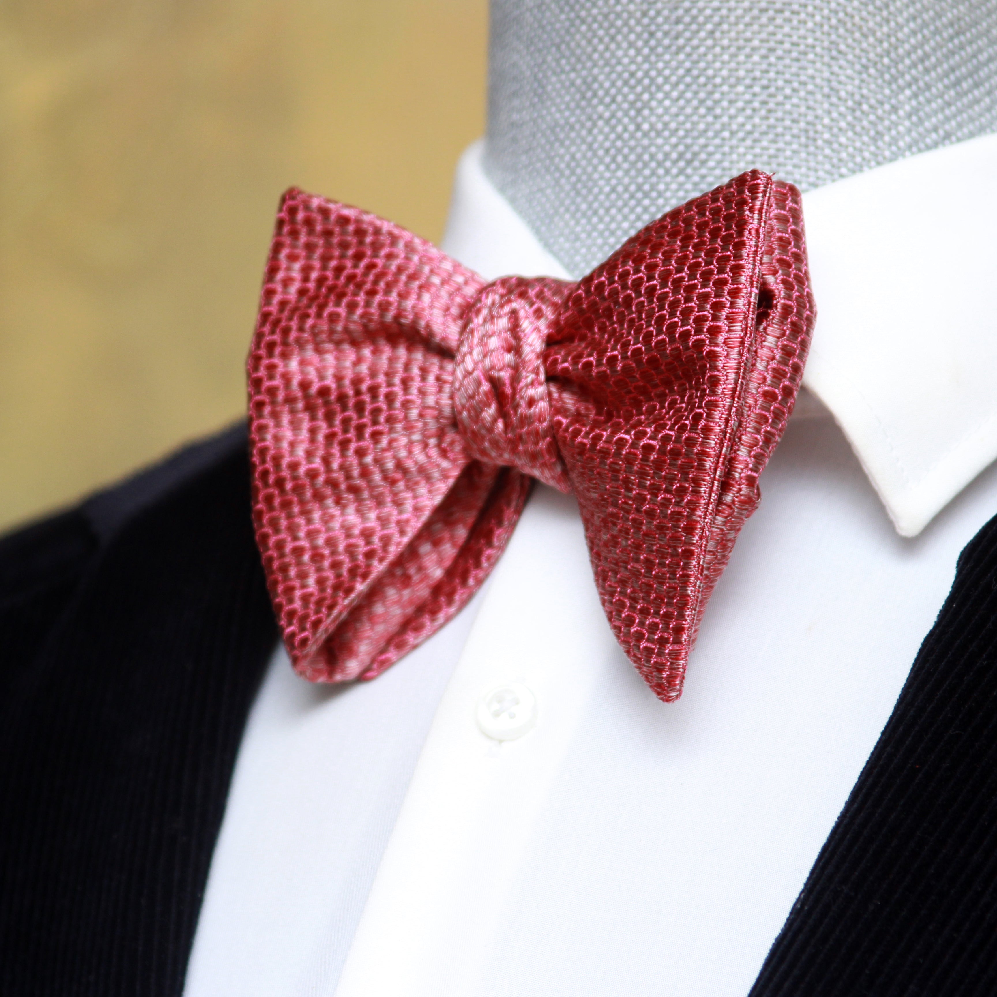 Big Butterfly in Dusty Red Silk Self tied Bow Tie