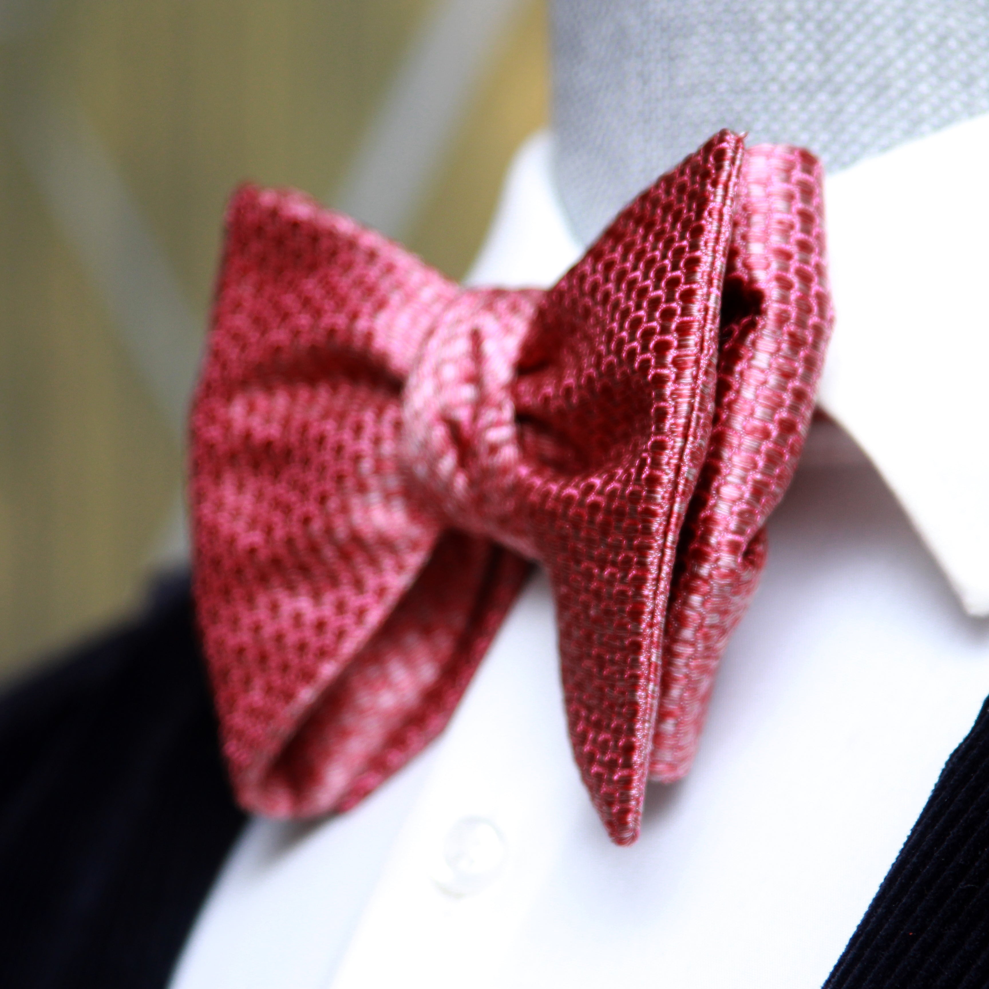Big Butterfly in Dusty Red Silk Self tied Bow Tie