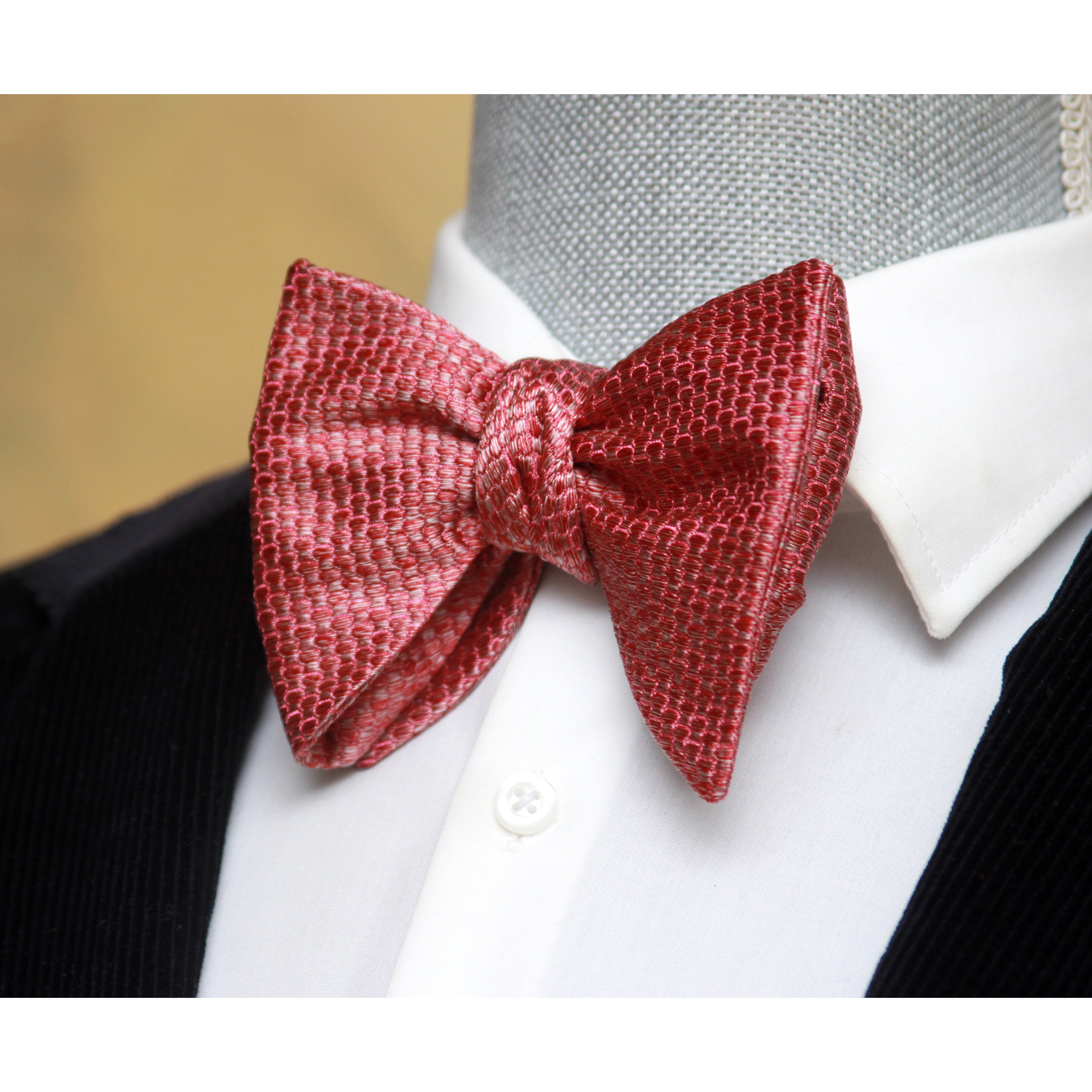 Big Butterfly in Dusty Red Silk Self tied Bow Tie