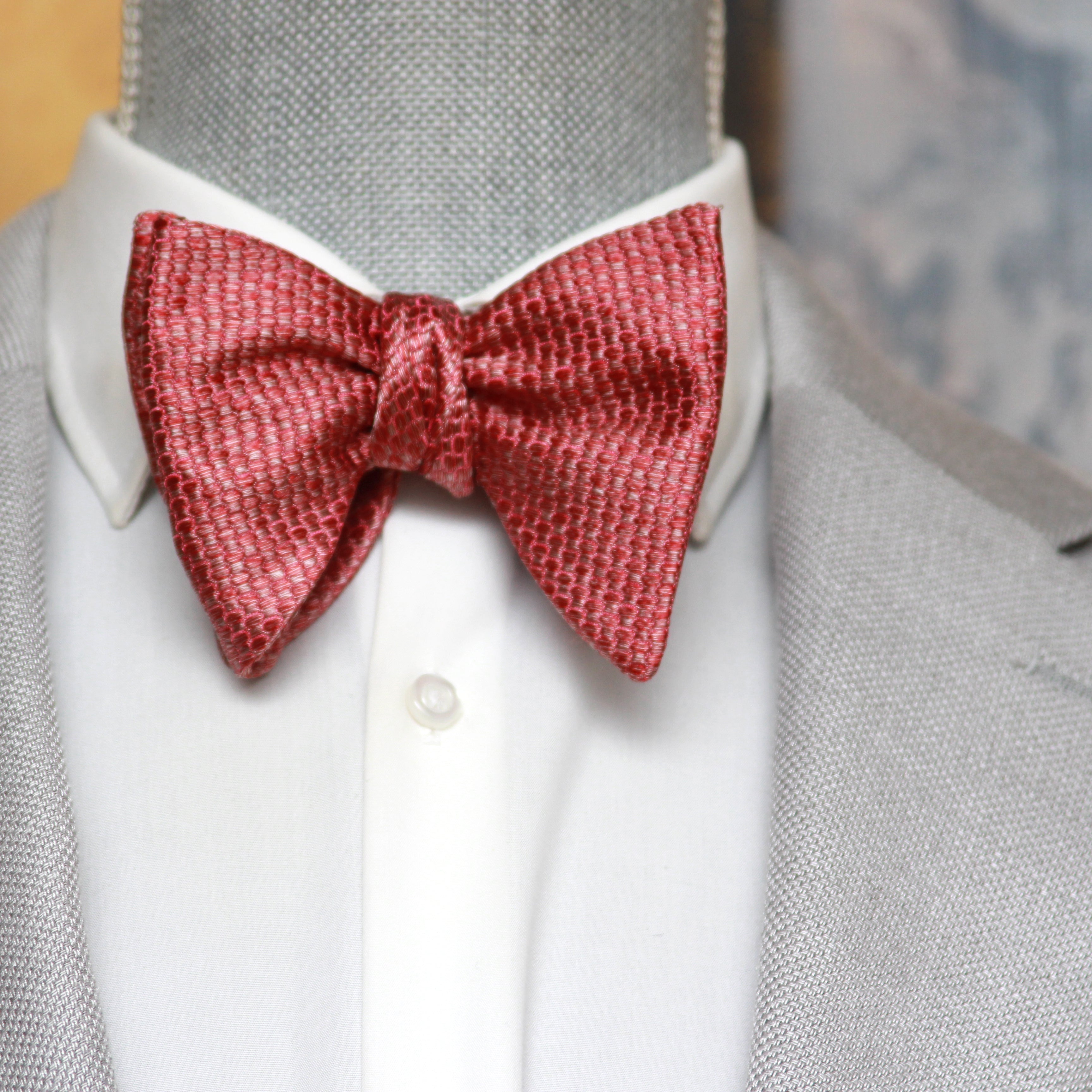 Big Butterfly in Dusty Red Silk Self tied Bow Tie