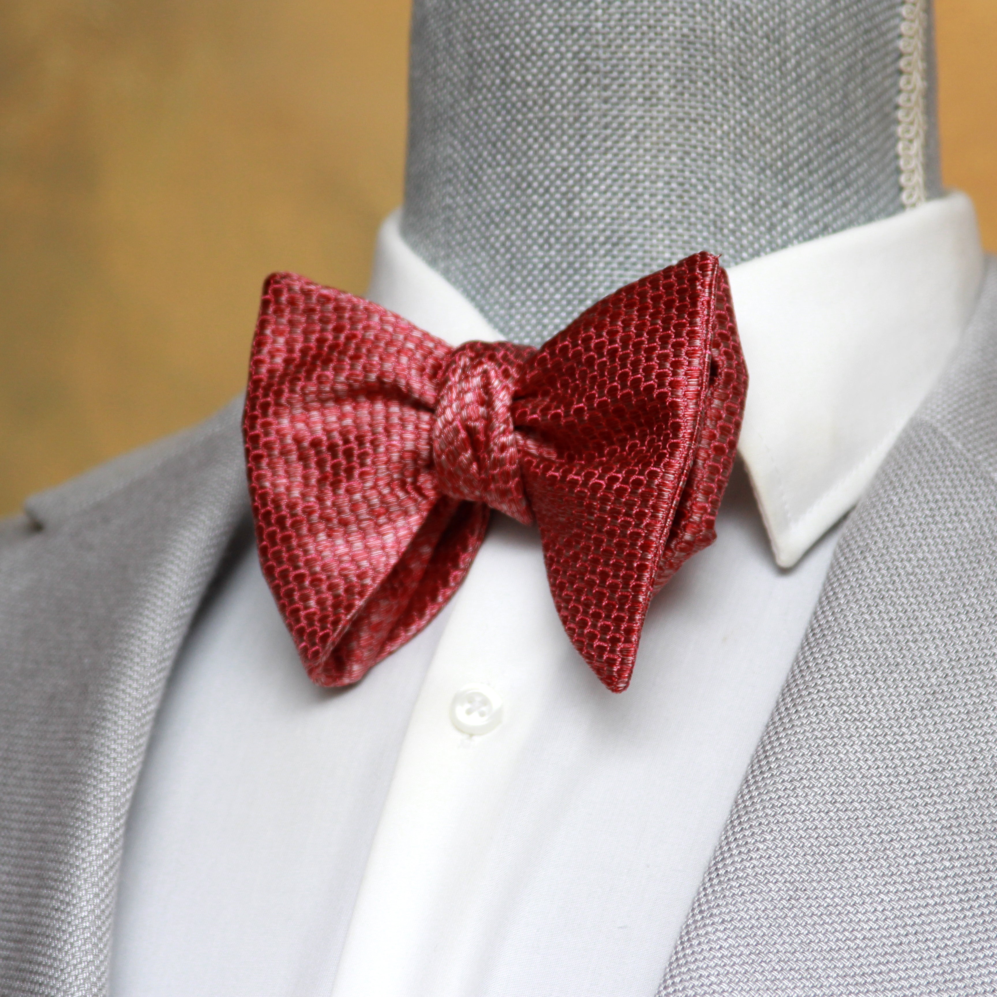 Big Butterfly in Dusty Red Silk Self tied Bow Tie