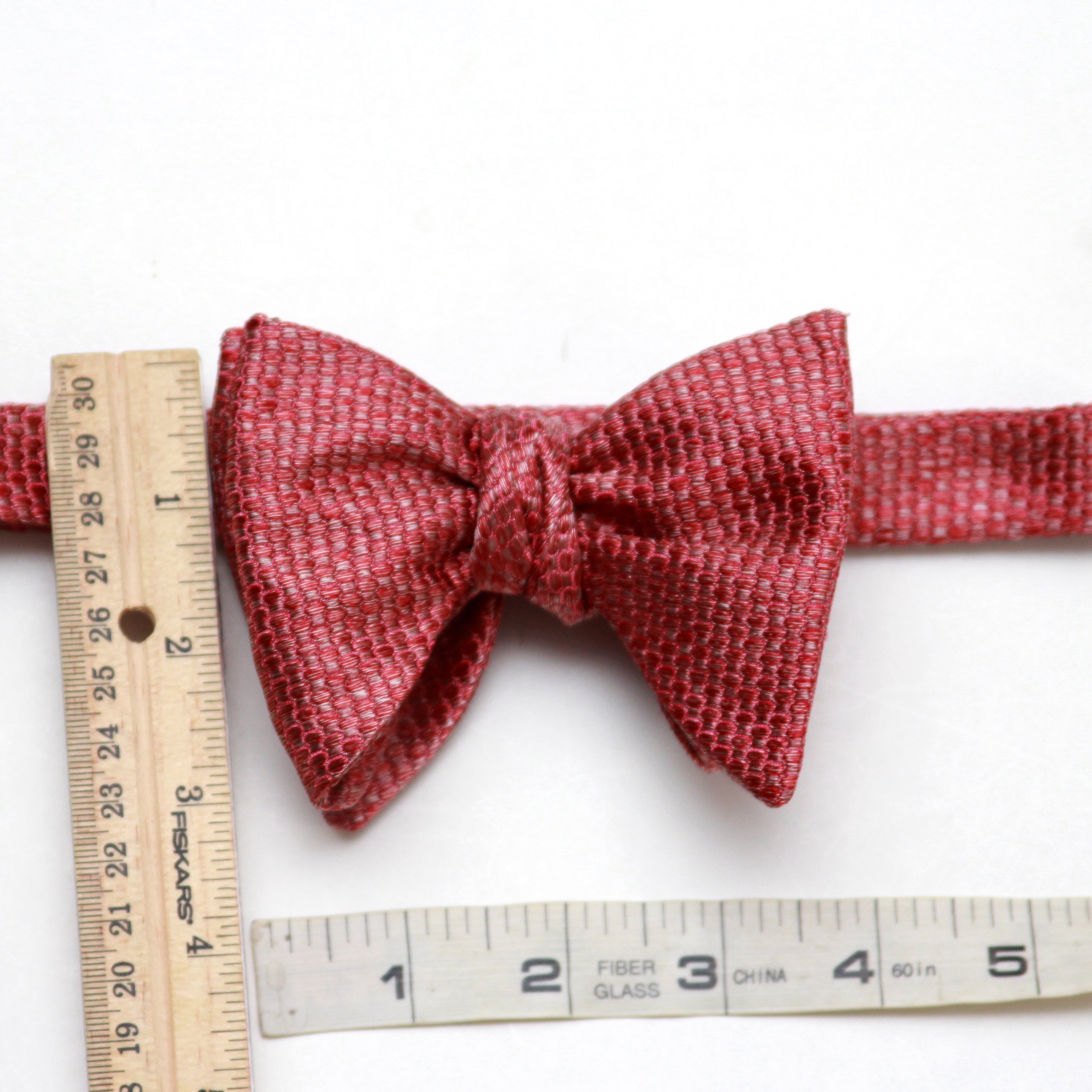 Big Butterfly in Dusty Red Silk Self tied Bow Tie