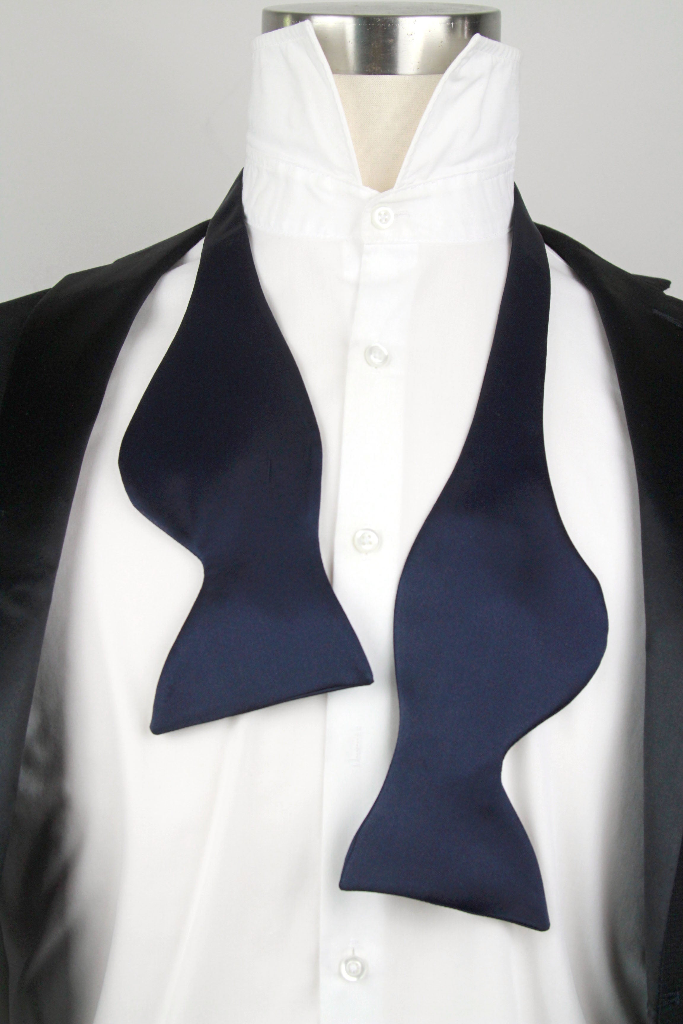Men's Large Silk Bow Tie Navy Charmeuse