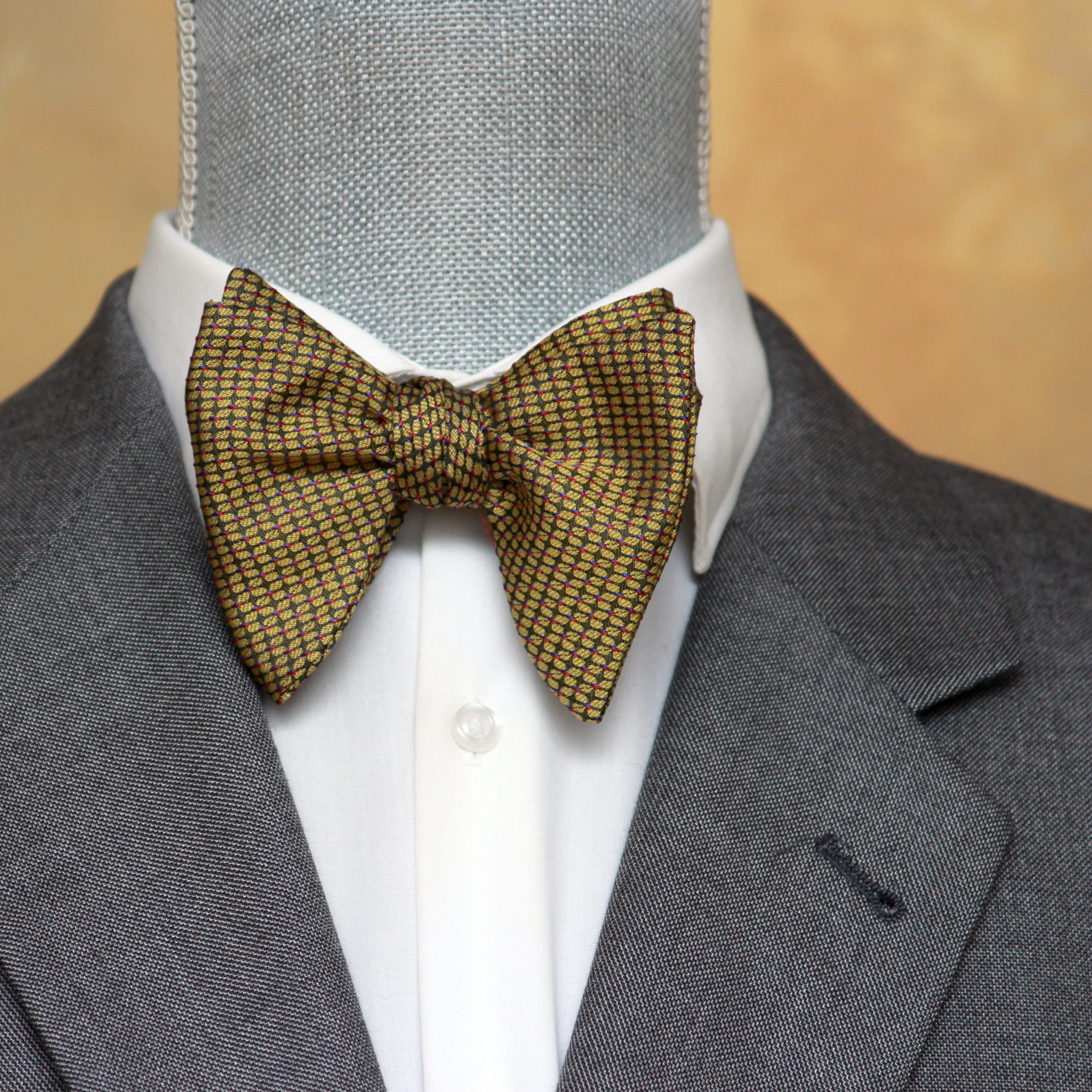 Big Butterfly Bow tie in Mustard Ornament Silk