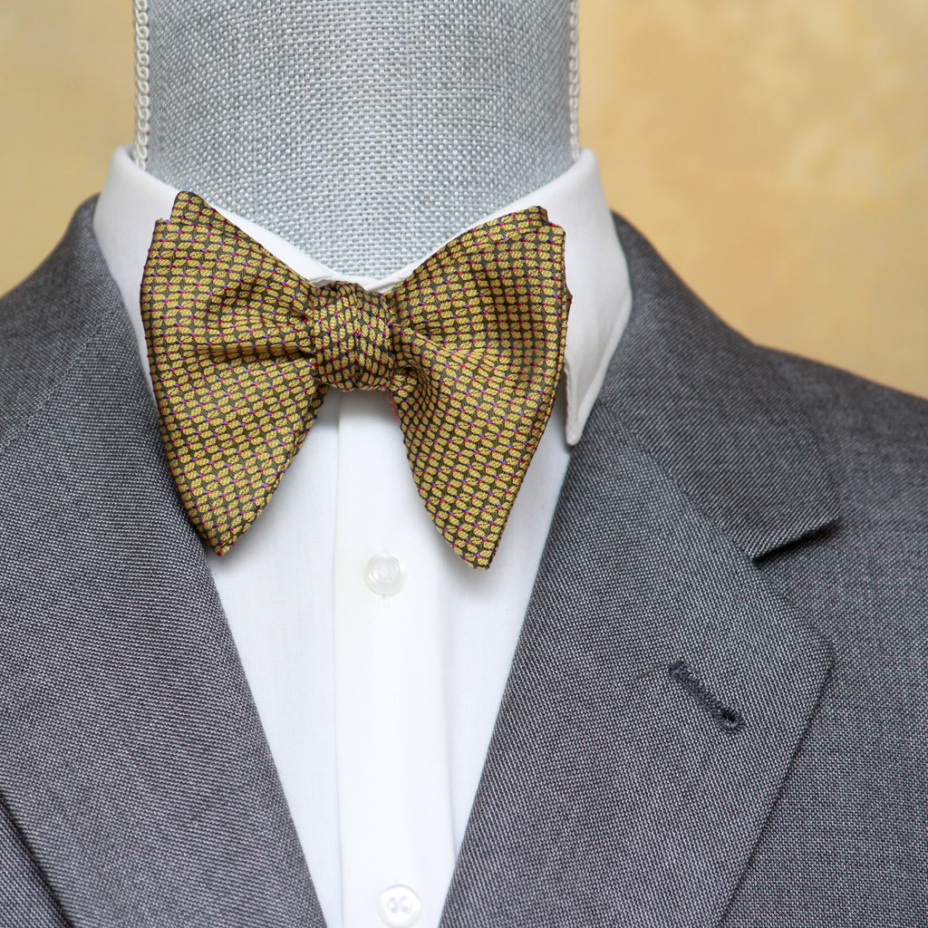 Big Butterfly Bow tie in Mustard Ornament Silk