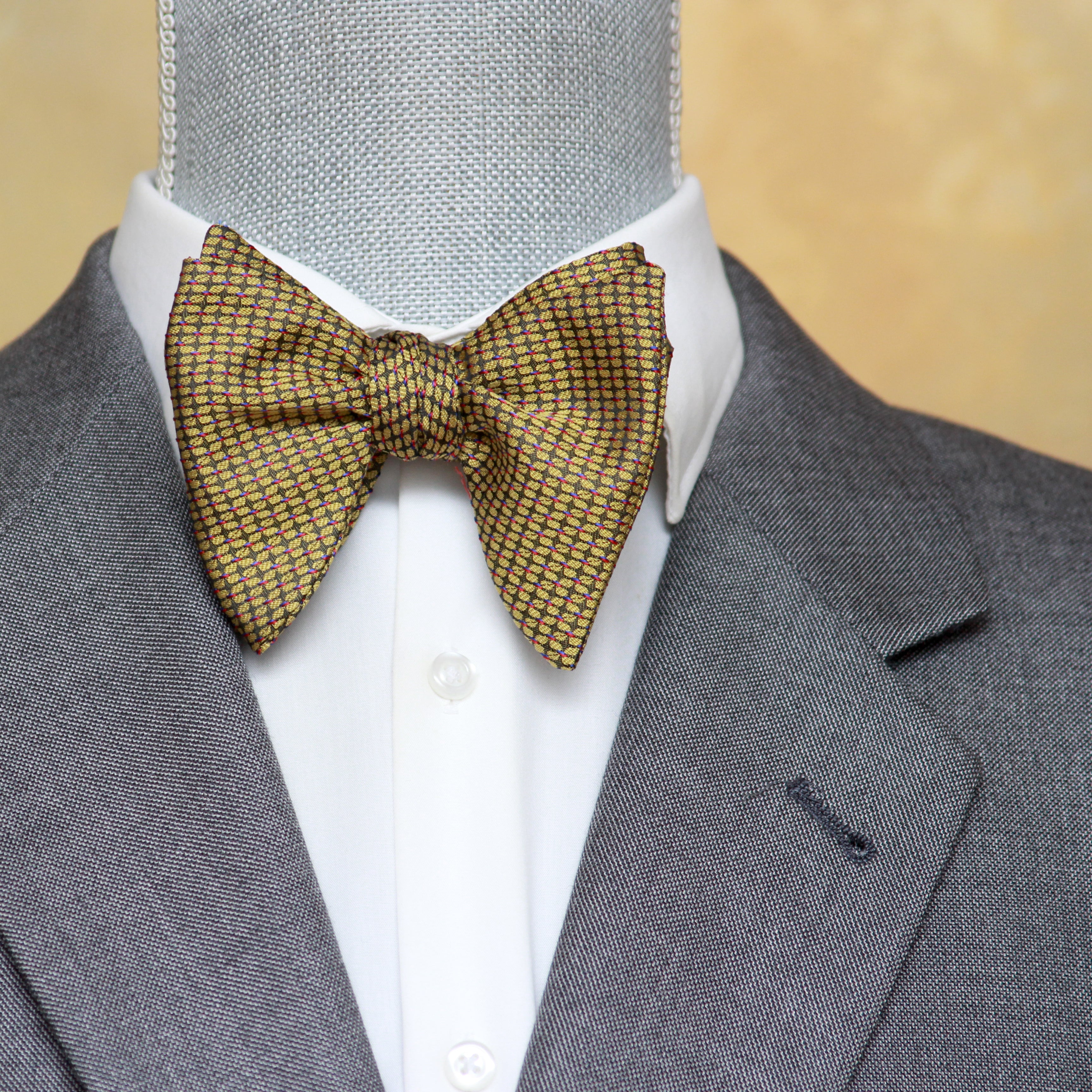 Big Butterfly Bow tie in Mustard Ornament Silk