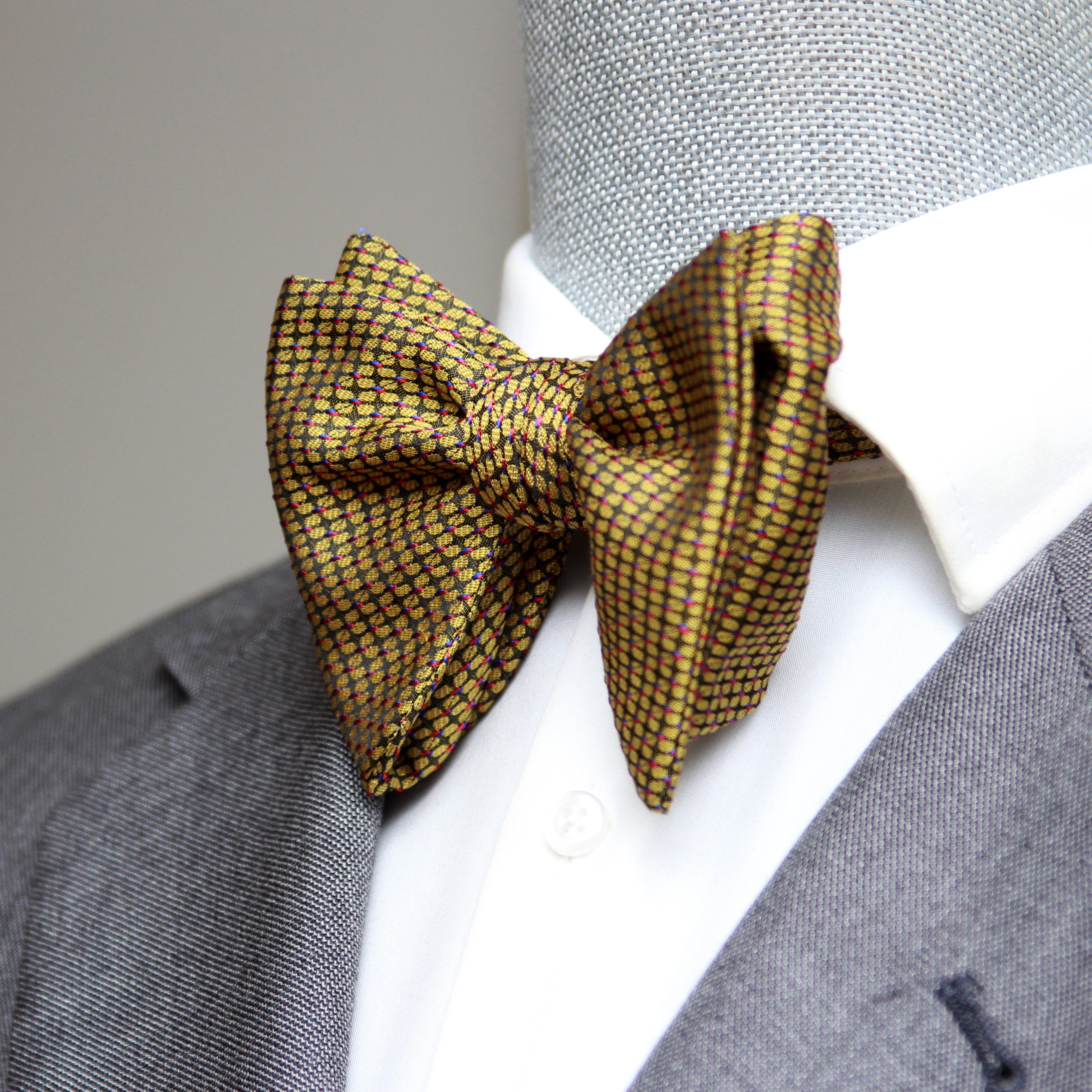 Big Butterfly Bow tie in Mustard Ornament Silk