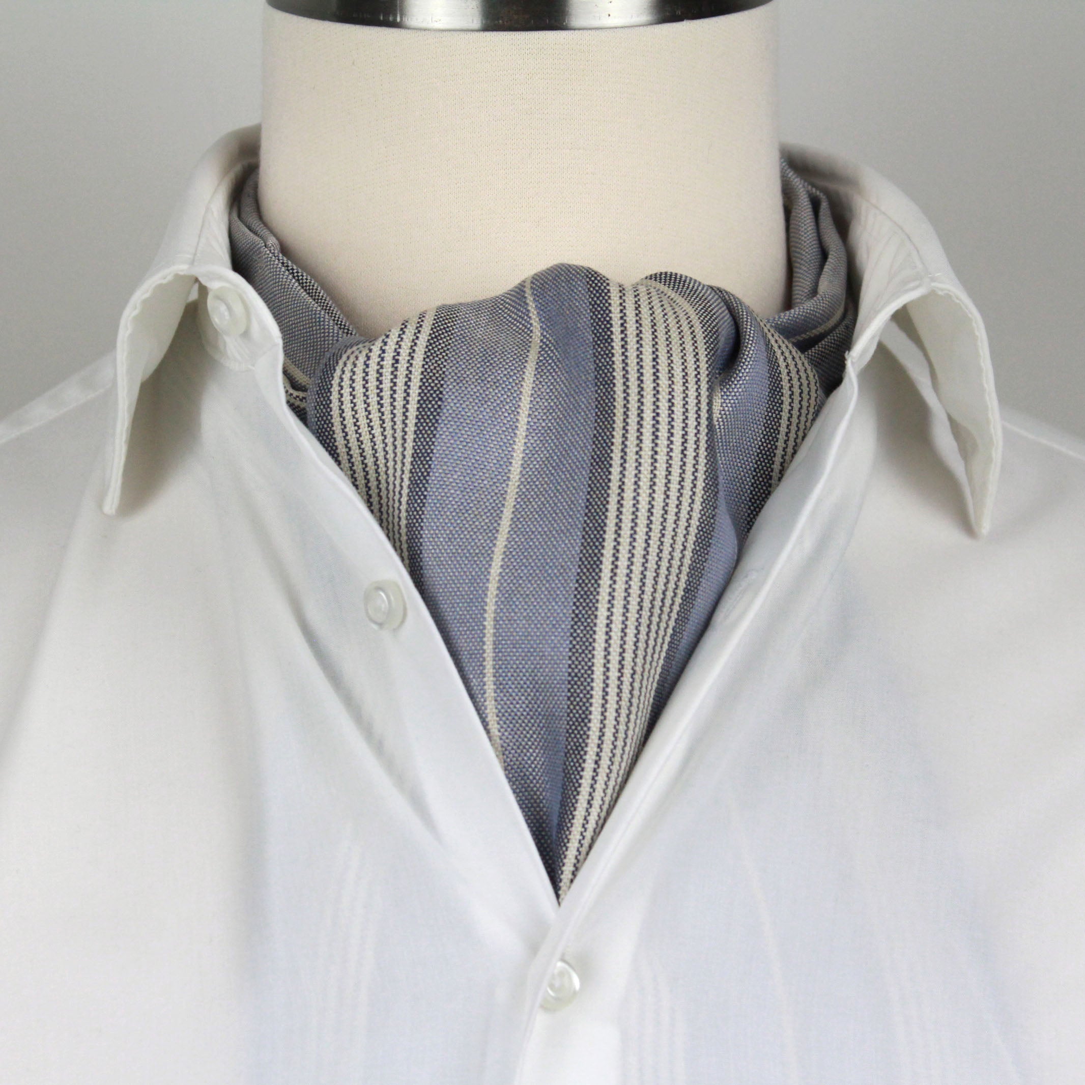 Men's Cravat Ascot Silk Blend Blue Striped