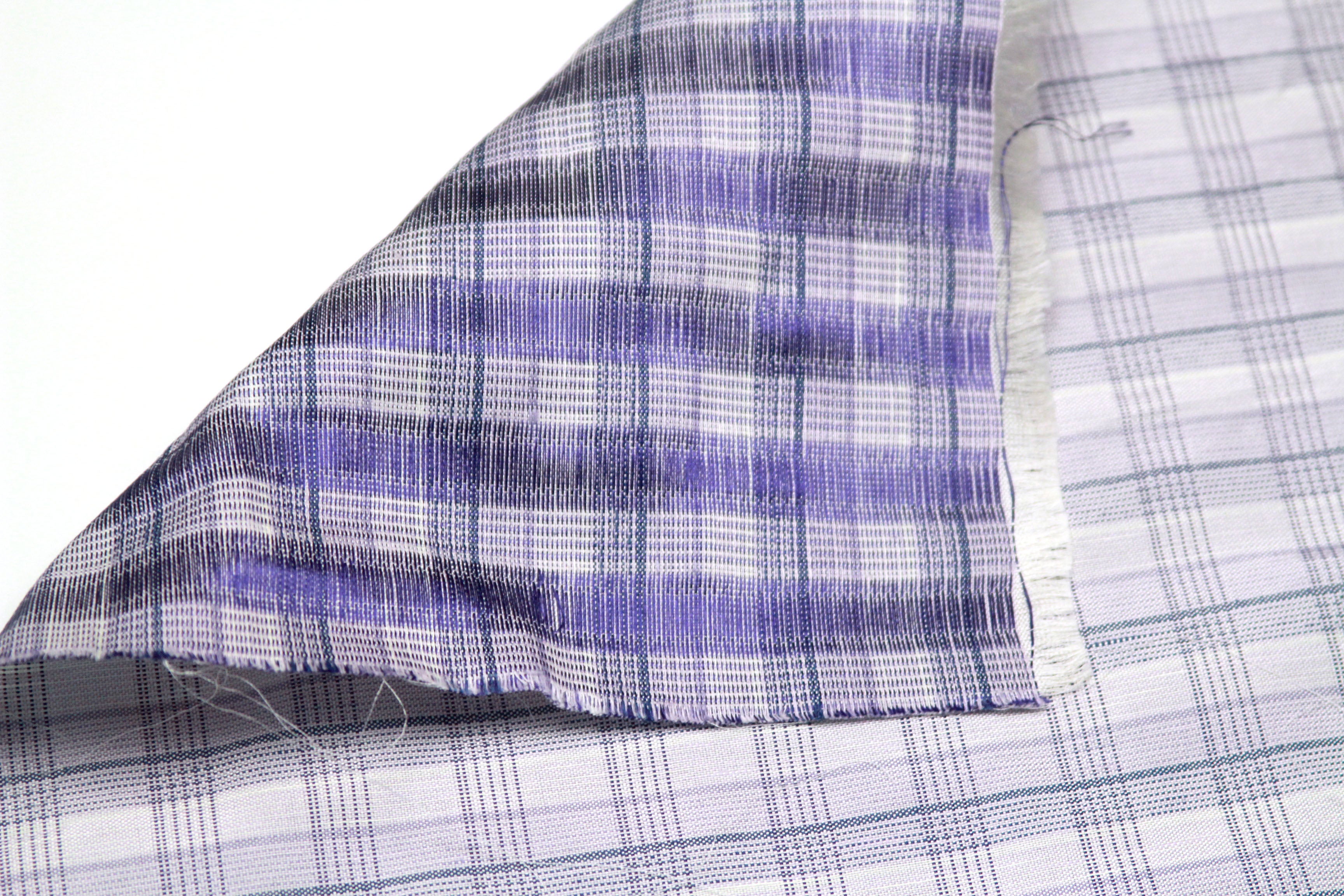100%silk Woven Plaid Silk Fabric Piece 27" x 25"