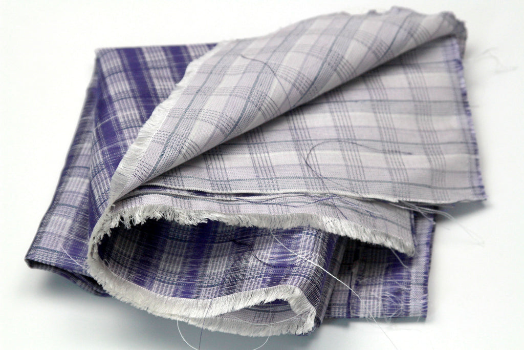 100%silk Woven Plaid Silk Fabric Piece 27" x 25"