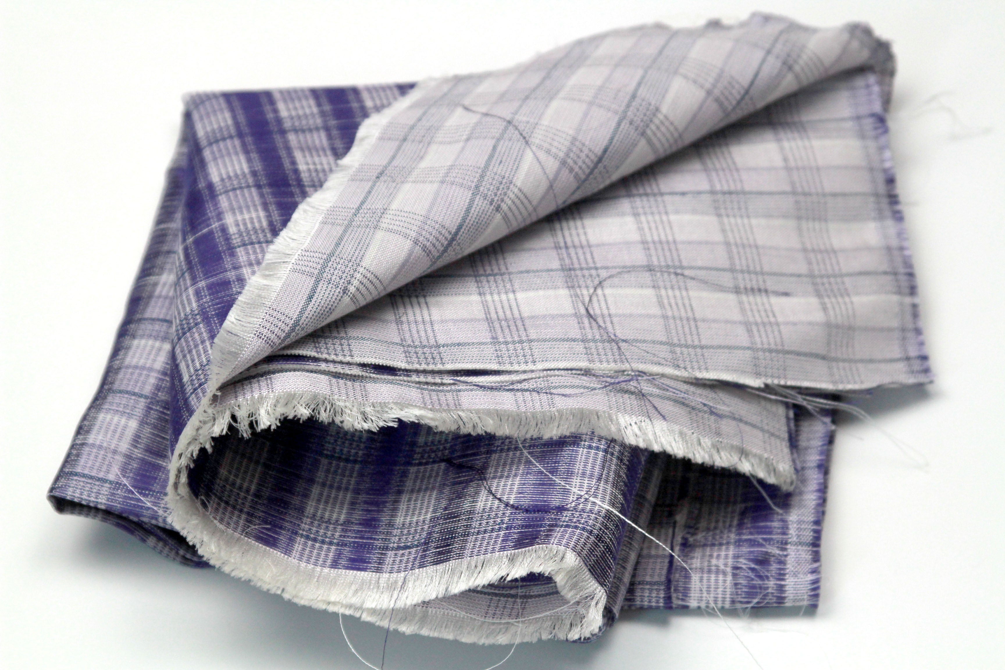 100%silk Woven Plaid Silk Fabric Piece 27" x 25"