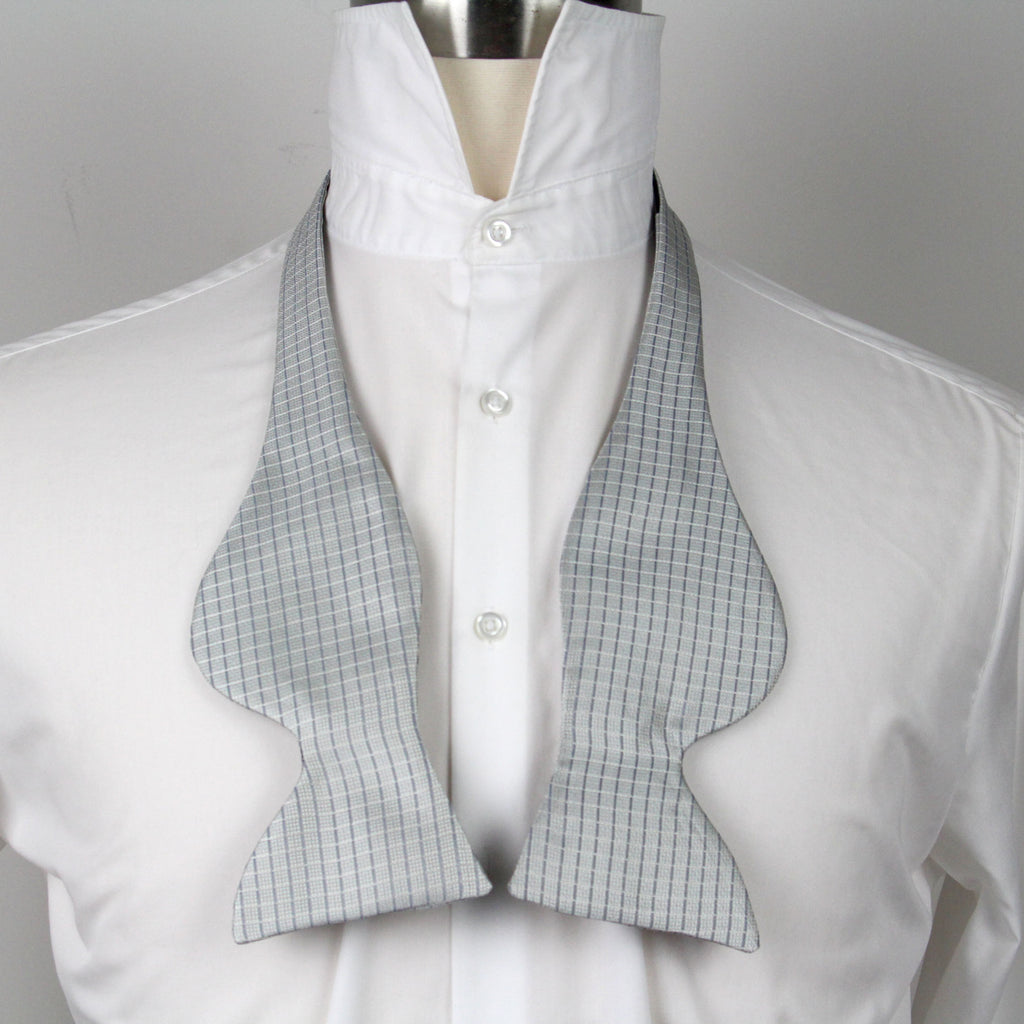 Blue Micro Plaid Silk Big Butterfly Bow tie