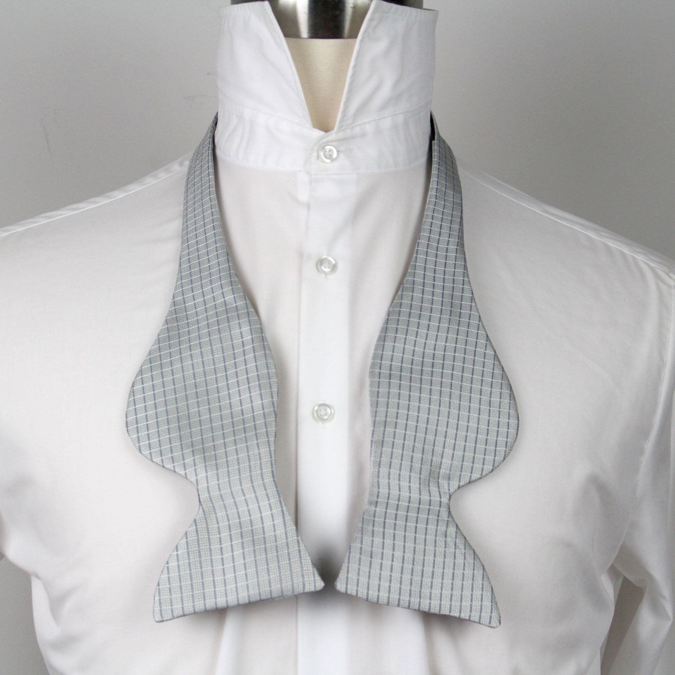 Blue Micro Plaid Silk Big Butterfly Bow tie