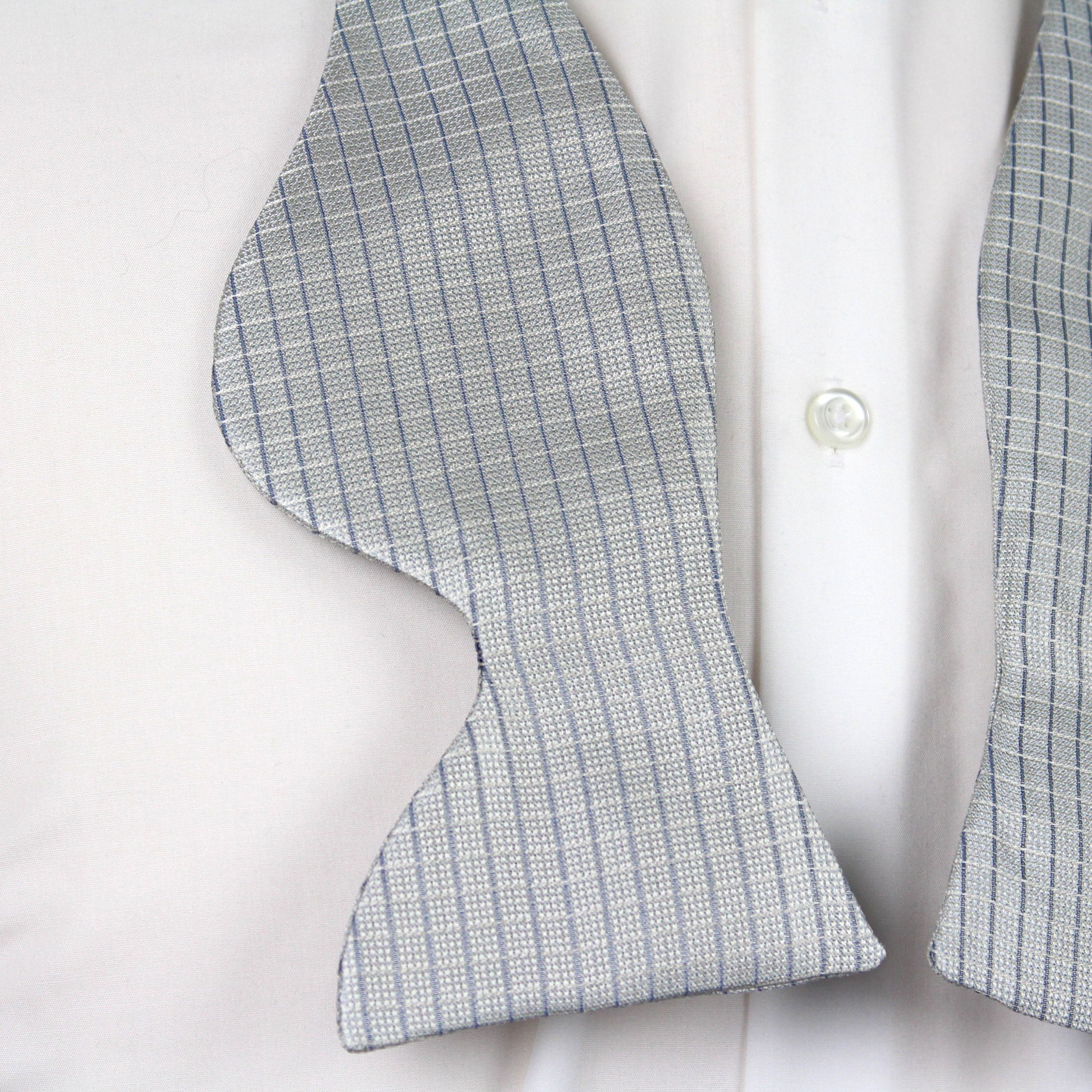 Blue Micro Plaid Silk Big Butterfly Bow tie