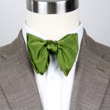 Load image into Gallery viewer, Men&#39;s Large Silk Bow Tie Pesto Green Charmeuse
