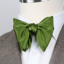 Load image into Gallery viewer, Men&#39;s Large Silk Bow Tie Pesto Green Charmeuse
