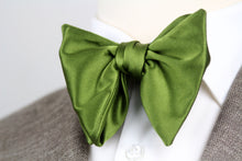 Load image into Gallery viewer, Men&#39;s Large Silk Bow Tie Pesto Green Charmeuse
