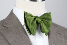 Load image into Gallery viewer, Men&#39;s Large Silk Bow Tie Pesto Green Charmeuse
