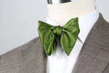 Load image into Gallery viewer, Men&#39;s Large Silk Bow Tie Pesto Green Charmeuse

