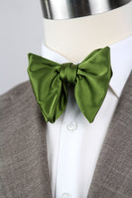 Load image into Gallery viewer, Men&#39;s Large Silk Bow Tie Pesto Green Charmeuse

