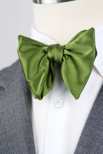 Load image into Gallery viewer, Men&#39;s Large Silk Bow Tie Pesto Green Charmeuse

