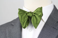 Load image into Gallery viewer, Men&#39;s Large Silk Bow Tie Pesto Green Charmeuse
