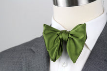 Load image into Gallery viewer, Men&#39;s Large Silk Bow Tie Pesto Green Charmeuse
