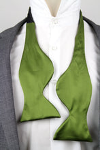 Load image into Gallery viewer, Men&#39;s Large Silk Bow Tie Pesto Green Charmeuse

