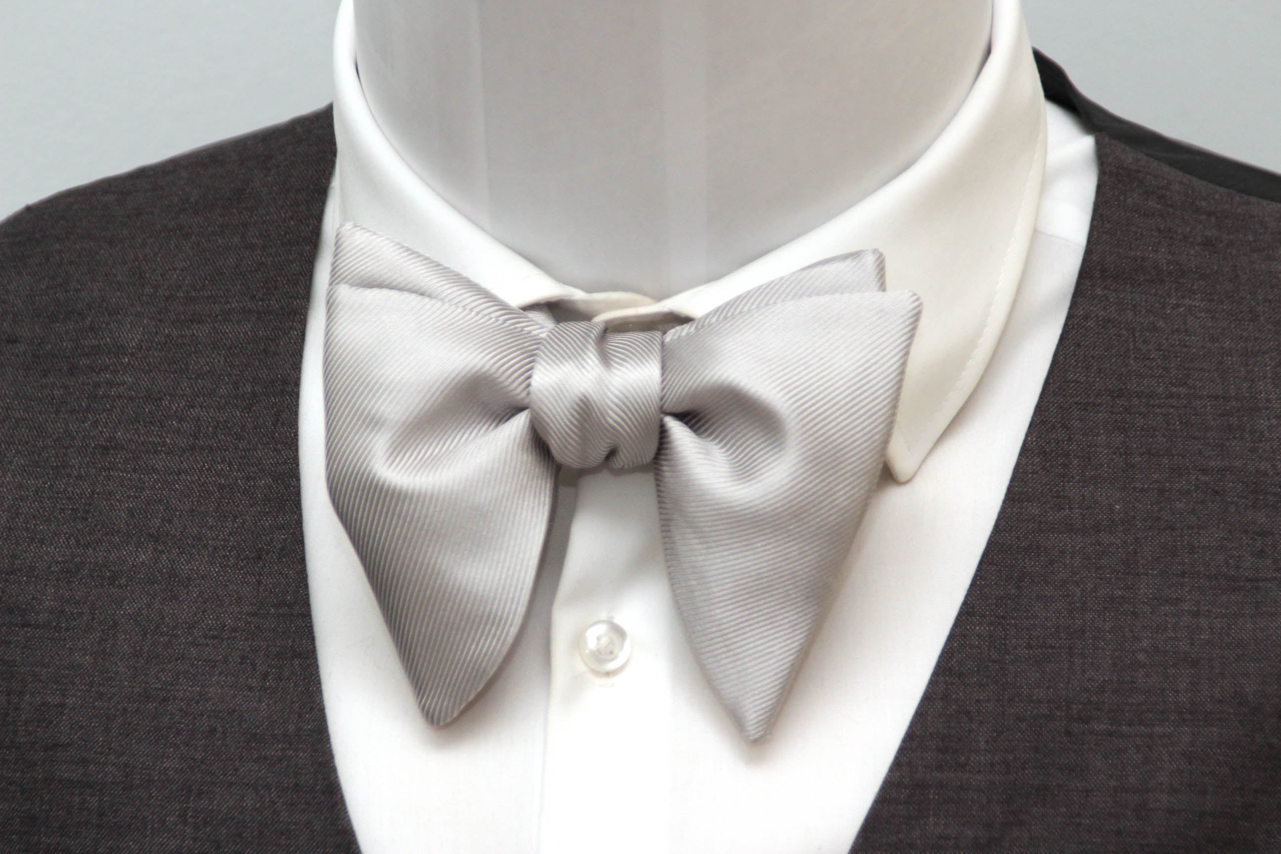 Silver Grey Big Butterfly Bow tie