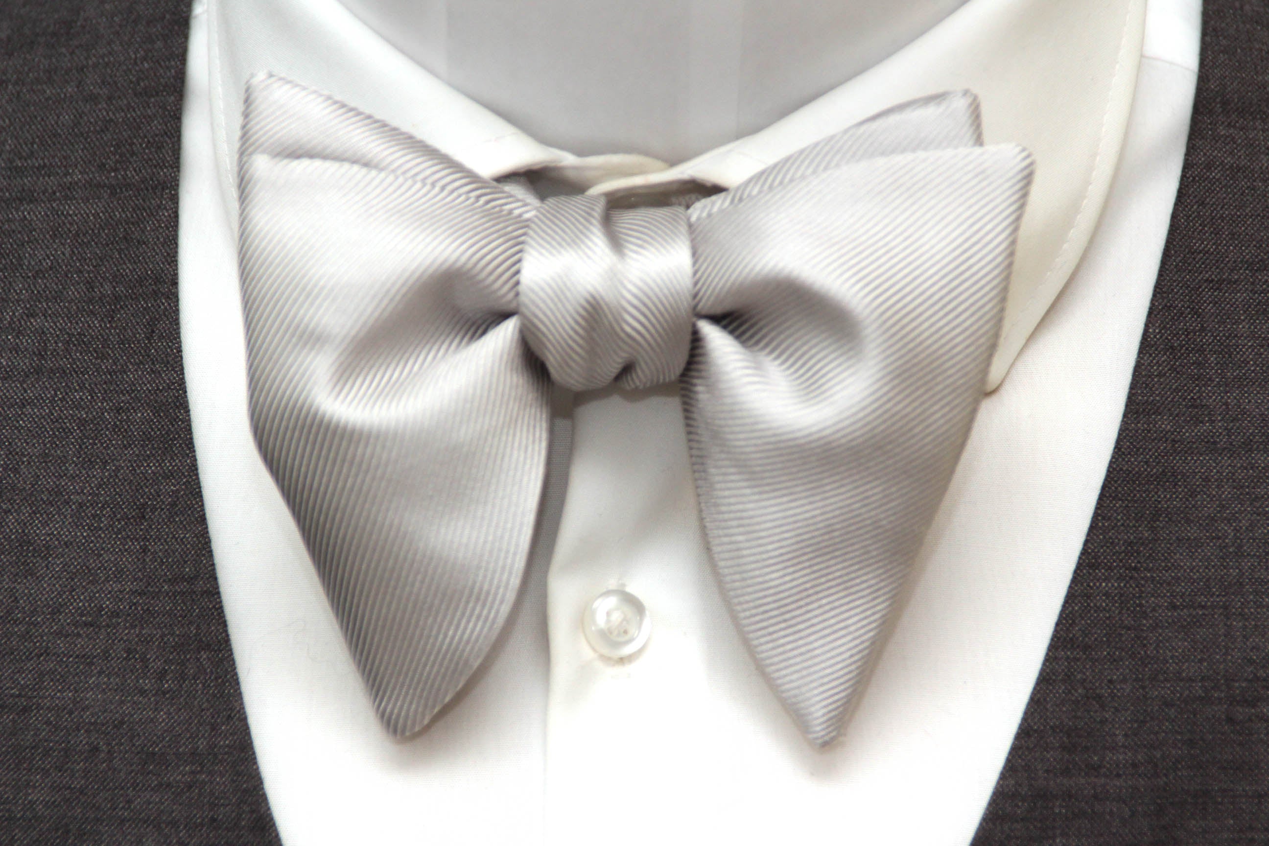 Silver Grey Big Butterfly Bow tie