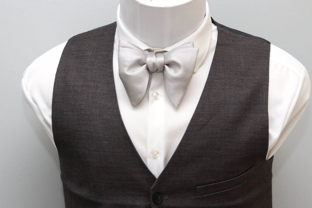 Silver Grey Big Butterfly Bow tie