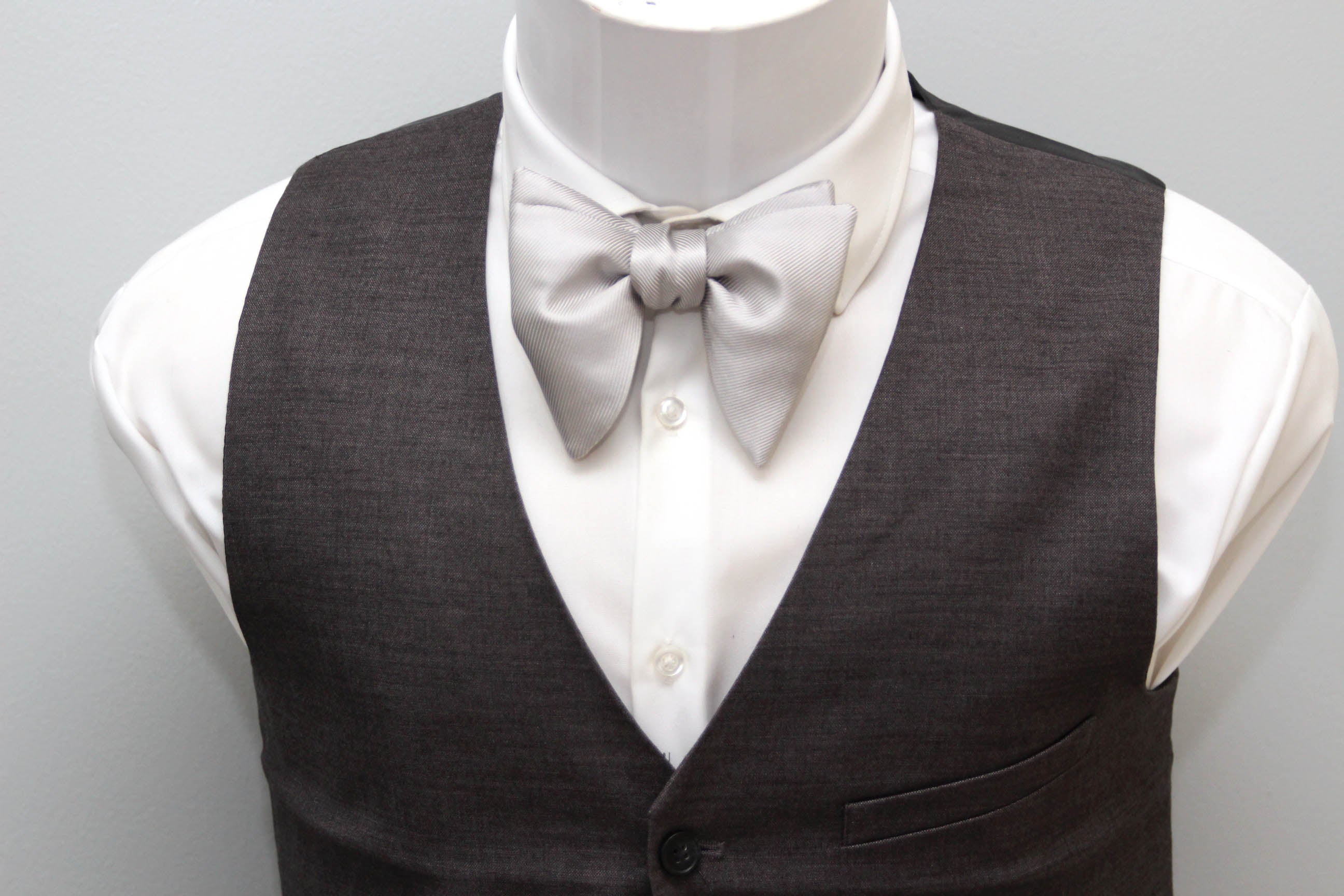 Silver Grey Big Butterfly Bow tie