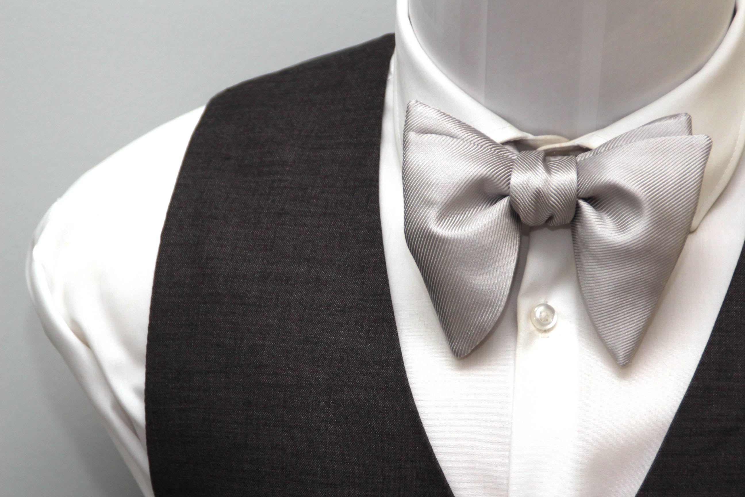 Silver Grey Big Butterfly Bow tie