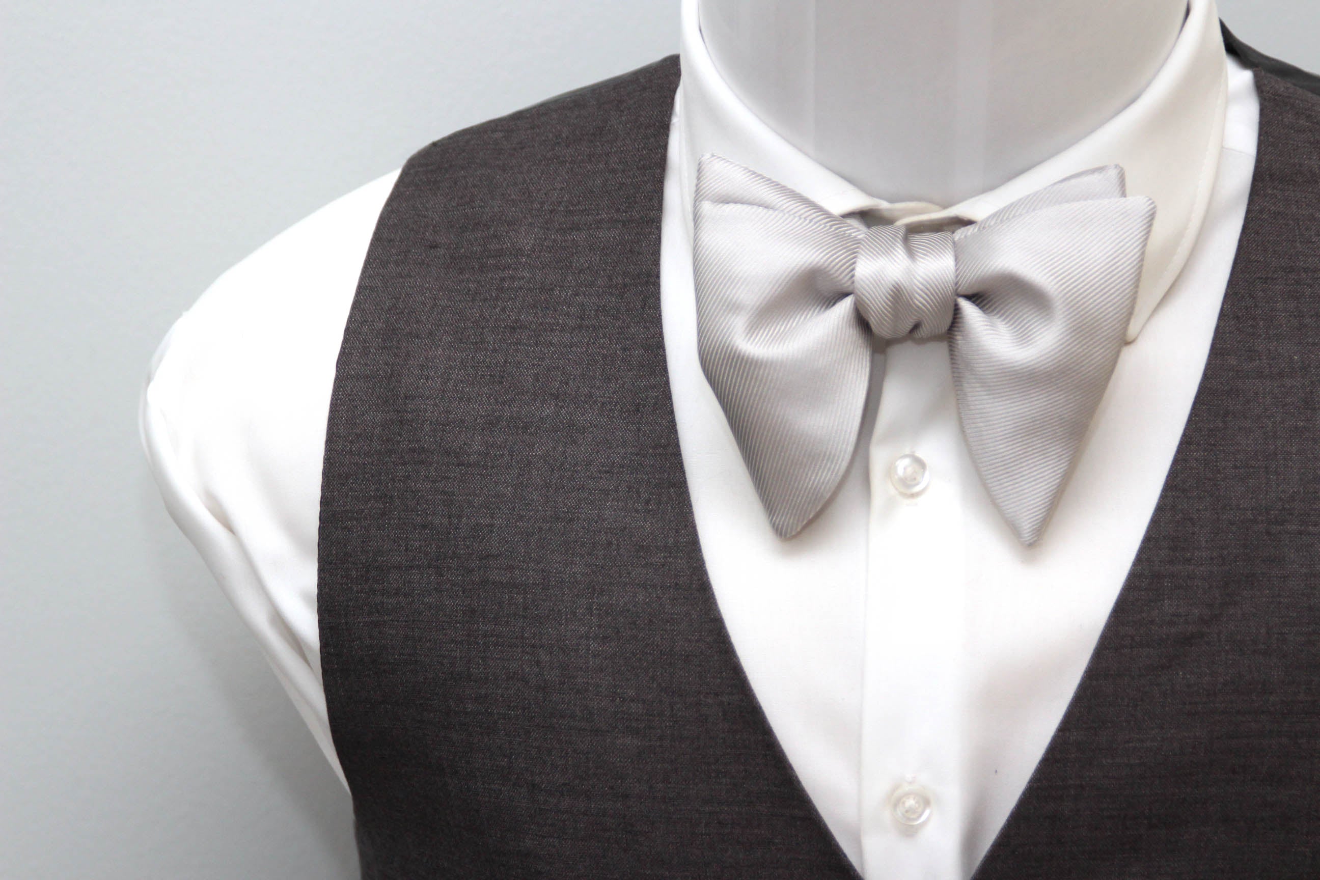 Silver Grey Big Butterfly Bow tie